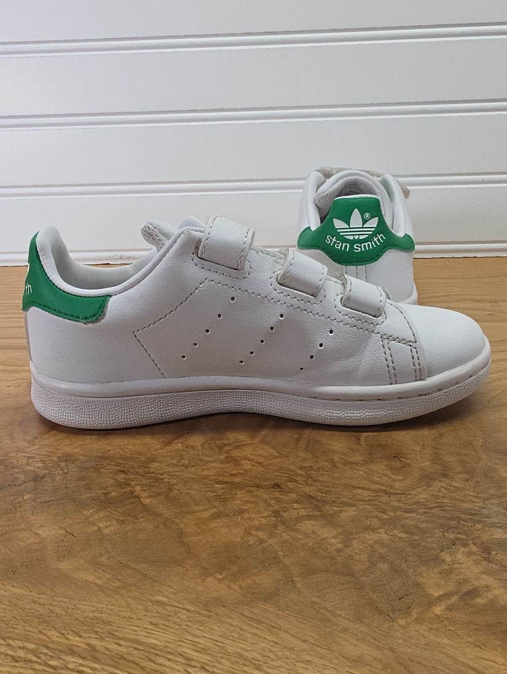 Adidas Stan Smith Kids White & Green Velcro Sneakers Size 11.5 - Picture 7 of 7